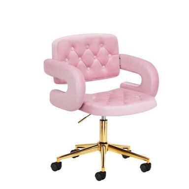 4Rico beauty salon chair with wheels QS-OF213G, pink velvet 4Rico beauty salon chair with wheels QS-OF213G, pink velvet