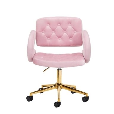 4Rico beauty salon chair with wheels QS-OF213G, pink velvet 4Rico beauty salon chair with wheels QS-OF213G, pink velvet