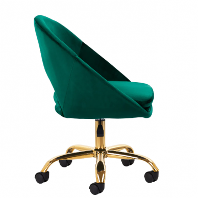 4Rico grožio salono kėdė su ratukais QS-MF18G, žalias aksomas 2