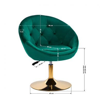 4Rico beauty salon chair with stable base QS-BL12B, green velvet 8