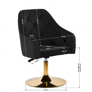 4Rico grožio salono kėdė stabiliu pagrindu QS-BL14G, juodas aksomas 8