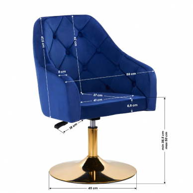 4Rico beauty salon chair with stable base QS-BL14G, blue velvet 8