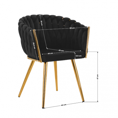 4Rico grožio salono laukiamojo kėdė QS-GW06G, juodas aksomas 6
