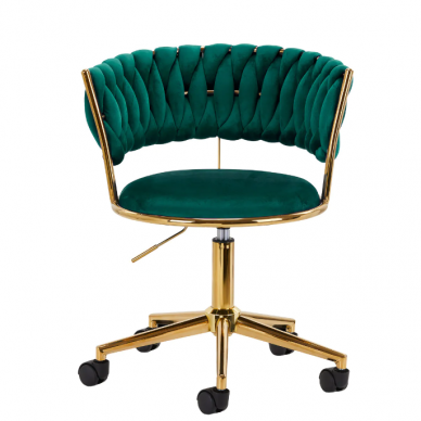 4Rico grožio salono kėdė su ratukais QS-GW01G, žalias aksomas 1