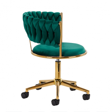 4Rico grožio salono kėdė su ratukais QS-GW01G, žalias aksomas 2