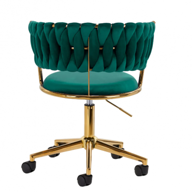 4Rico grožio salono kėdė su ratukais QS-GW01G, žalias aksomas 3