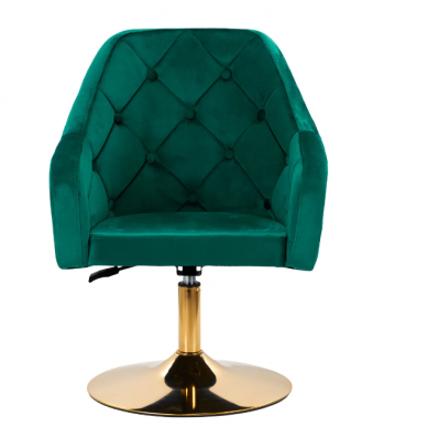 4Rico grožio salono kėdė stabiliu pagrindu QS-BL14G, žalias aksomas 1