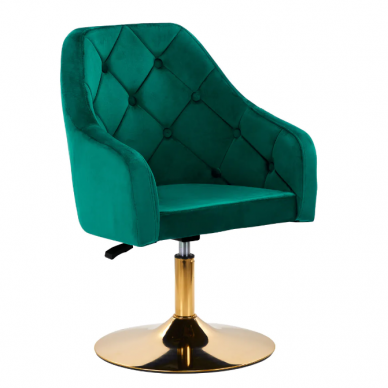 4Rico grožio salono kėdė stabiliu pagrindu QS-BL14G, žalias aksomas