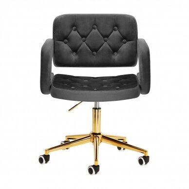 4Rico grožio salono kėdė su ratukais QS-OF213G, pilkas aksomas 1