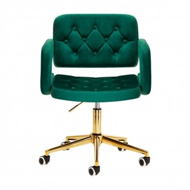 4Rico grožio salono kėdė su ratukais QS-OF213G, žalias aksomas 1
