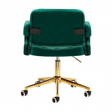 4Rico grožio salono kėdė su ratukais QS-OF213G, žalias aksomas 2