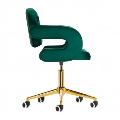 4Rico grožio salono kėdė su ratukais QS-OF213G, žalias aksomas 3