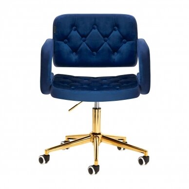 4Rico grožio salono kėdė su ratukais QS-OF213G, mėlynas aksomas 1