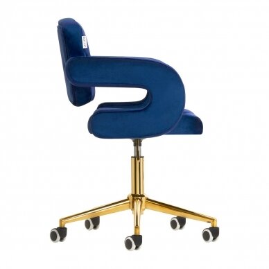 4Rico grožio salono kėdė su ratukais QS-OF213G, mėlynas aksomas 3