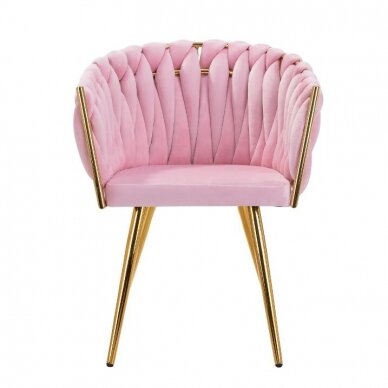 4Rico beauty salon waiting chair QS-GW06G, pink velvet 3 4Rico beauty salon waiting chair QS-GW06G, pink velvet 3