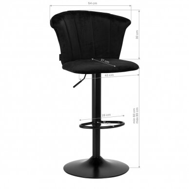 4Rico profesionali makiažo kėdė grožio salonams QS-B801, juodas aksomitas 8