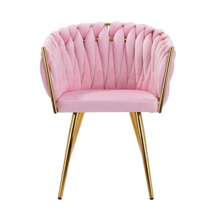4Rico beauty salon waiting chair QS-GW06G, pink velvet 3 4Rico beauty salon waiting chair QS-GW06G, pink velvet 3