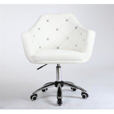 Beauty salons and beauticians stool HC830K, white eco-leather