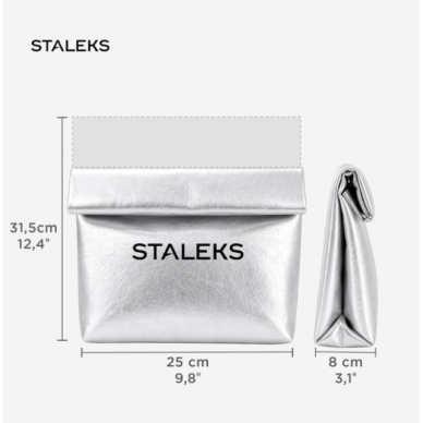 STALEKS Silver Cosmetic Bag Made of Eco-Leather, Size L 3 STALEKS Silver Cosmetic Bag Made of Eco-Leather, Size L 3