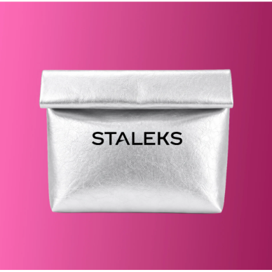 STALEKS Silver Cosmetic Bag Made of Eco-Leather, Size L 5