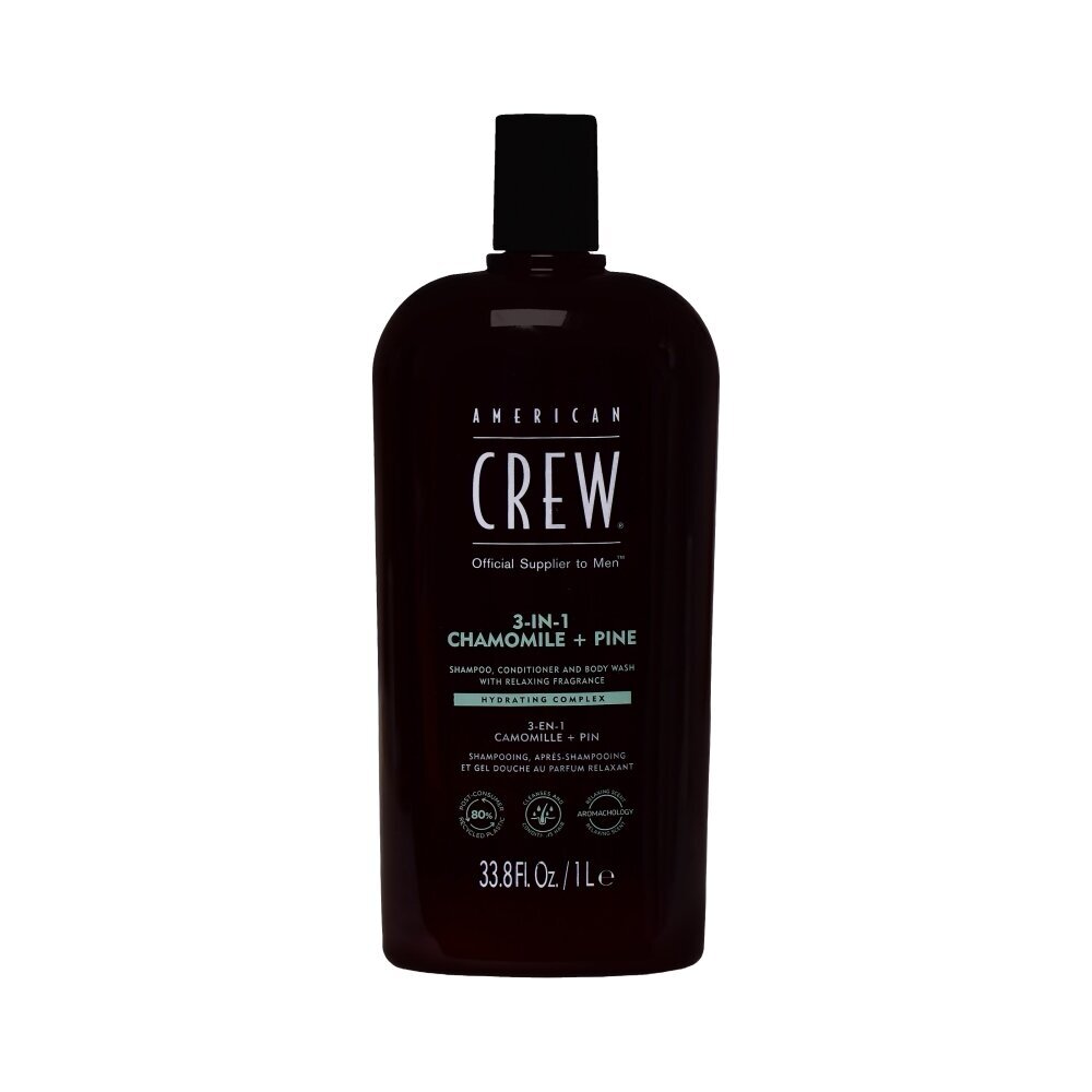 AMERICAN CREW 3in1 CHAMOMILE + PINE šampūnas, kondicionierius ir dušo gelis, 1000 ml