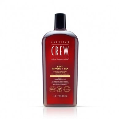 AMERICAN CREW 3-IN-1 GINGER&TEA šampūnas / kondicionierius / kūno prausiklis vyrams, 1000 ml
