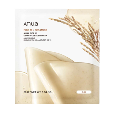 ANUA RICE 70 GLOW COLLAGEN MASK hidrogelinė veido kaukė su ryžių sėlenų vandeniu ir keramidais, 1 vnt ANUA RICE 70 GLOW COLLAGEN MASK hidrogelinė veido kaukė su ryžių sėlenų vandeniu ir keramidais, 1 vnt