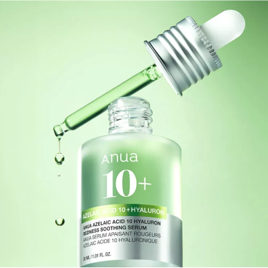 ANUA AZELAIC ACID 10 HYALURON REDNESS SOOTHING SERUM сыворотка для лица с азелаиновой кислотой, 30 мл 1