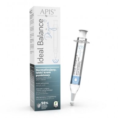 APIS IDEAL BALANCE normalizing face cream with salicylic acids and almond oil, 10 ml.