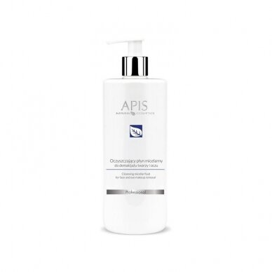 APIS micellar water with hyaluronic makeup remover for face and lip, 500 ml.