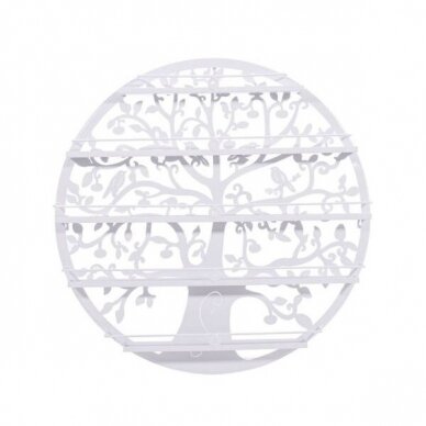 Round decorative metal shelf for storing varnishes, white color