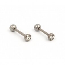 Earrings for piercing STUDEX SYSTEM 75 diamond bar silver color 7512-2374