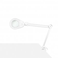 Profesionali kosmetologinė LED lempa-lupa ECO, tvirtinama prie stalo, baltos spalvos