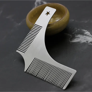 Beard shaping comb, silver color Beard shaping comb, silver color