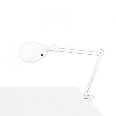 Profesionali kosmetologinė LED lempa-lupa ECO, tvirtinama prie stalo, baltos spalvos