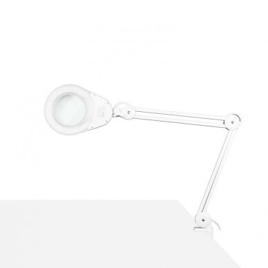 Profesionali kosmetologinė LED lempa-lupa ECO, tvirtinama prie stalo, baltos spalvos 1