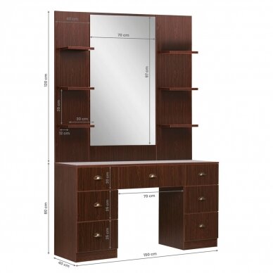 GABBIANO professional console-mirror MT-1112, walnut color for hairdressers and beauty salons   6