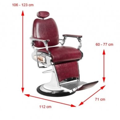 Profesionali barberio kėdė kirpykloms ir grožio salonams GABBIANO MOTO stilius, bordo spalvos 1