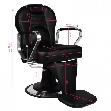 Профессиональное барберское кресло для парикмахерских и салонов красоты GABBIANO TIZIANO, черного цвета 5