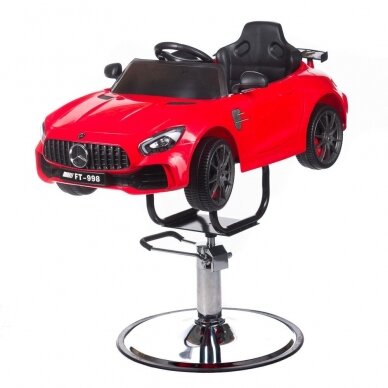 Profesionali vaikiška kėdė kirpykloms Mercedes mašinytė, raudonos spalvos 6