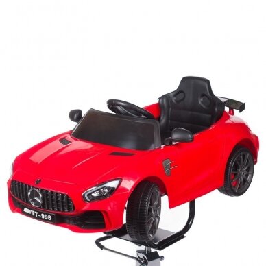 Profesionali vaikiška kėdė kirpykloms Mercedes mašinytė, raudonos spalvos