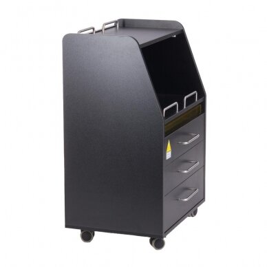 Профессиональная подологическая тележка-шкафчик для косметолога с санитизатором UV MOD 061, черного цвета 2