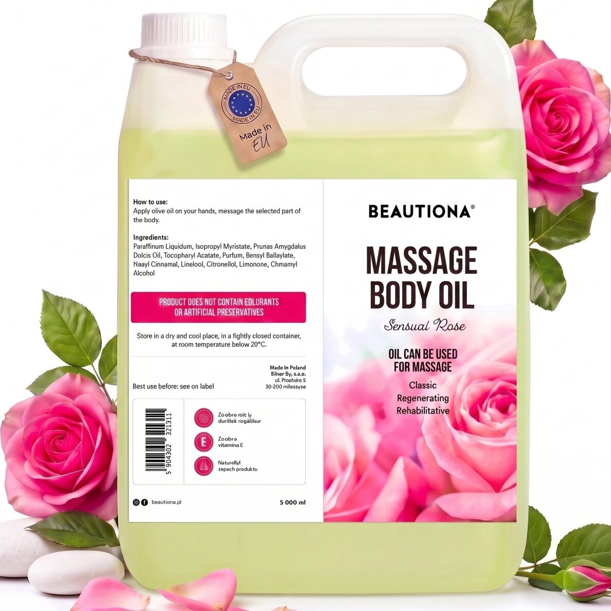 BEAUTIONA masažo aliejus SENSUAL ROSE, 5 l BEAUTIONA masažo aliejus SENSUAL ROSE, 5 l