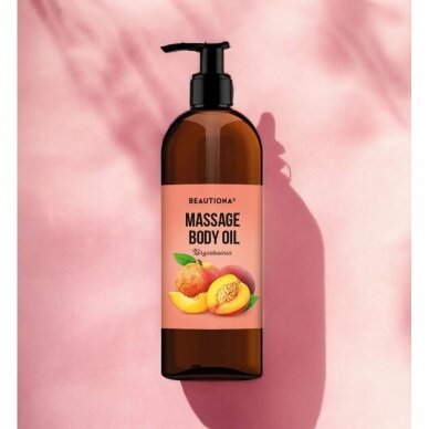 BEAUTIONA profesionalus masažinis aliejus su persikais, 500 ml 1