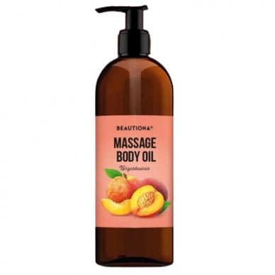 BEAUTIONA profesionalus masažinis aliejus su persikais, 500 ml