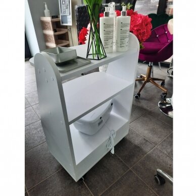 BIOMAK profesionalus kosmetologinis vežimėlis su stalčiumi, baltos spalvos 4
