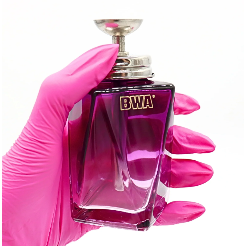 BWA PINK profesionalus stiklinis buteliukas su dozatoriumi, 150 ml, violetinės spalvos 2