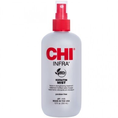 CHI INFRA KERATIN MIST nenuplaunama dulksna pažeistiems plaukams stiprinti, 355 ml CHI INFRA KERATIN MIST nenuplaunama dulksna pažeistiems plaukams stiprinti, 355 ml