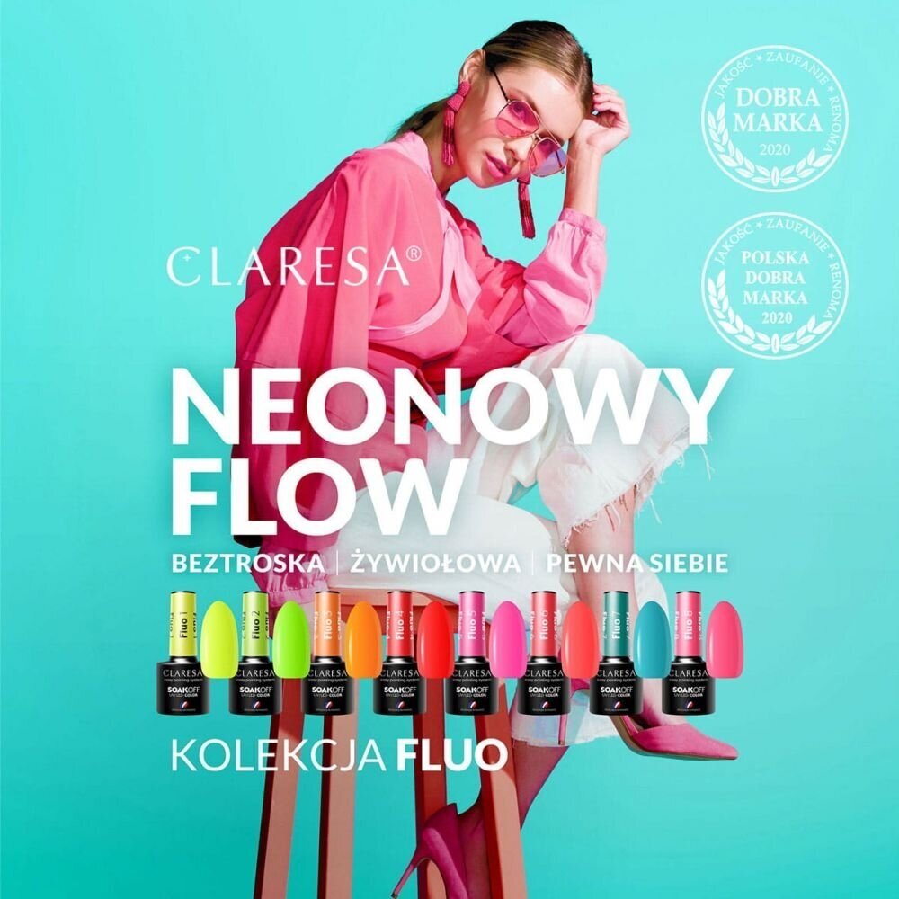 CLARESA ilgalaikis hibridinis nagų lakas FLUO 7, 5g. 3