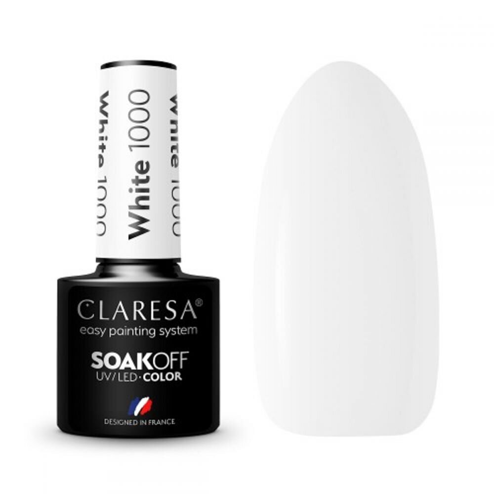 CLARESA ilgalaikis hibridinis nagų lakas WHITE 1000, 5g. CLARESA ilgalaikis hibridinis nagų lakas WHITE 1000, 5g.